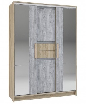 Шкаф-купе Эдем 1.5 (Дуб Крафт серый/Бетонный камень) двери ЛДСП вставка зеркало в Ишиме - ishim.ok-mebel.com | фото 1