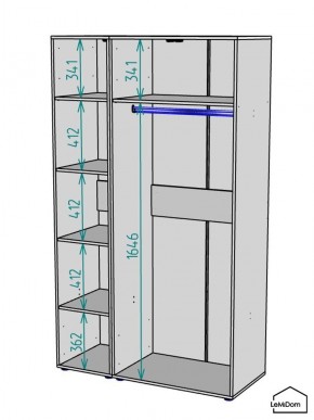 Шкаф Linnea MHR-3-1 2050х1200х510 (Графит-М 11.1.25) в Ишиме - ishim.ok-mebel.com | фото 3