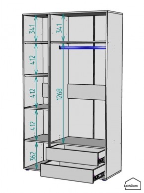 Шкаф Linnea MHR-3PO-2 2050х1200х510 (Белый-М 11.1.2) в Ишиме - ishim.ok-mebel.com | фото 3