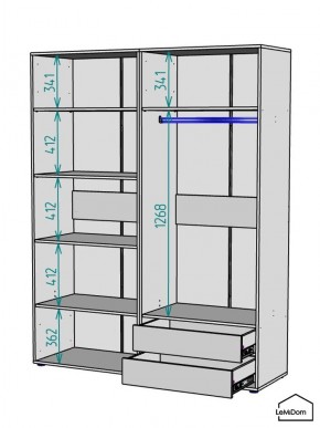 Шкаф Linnea MHR-4PO-2 2050х1600х510 (Белый-М 11.1.2) в Ишиме - ishim.ok-mebel.com | фото 3