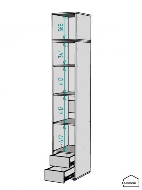 Шкаф с антресолью Linnea MHR-1A-4 2450х400х510 (Графит-М 11.1.25) в Ишиме - ishim.ok-mebel.com | фото 3