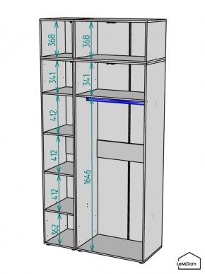 Шкаф с антресолью Linnea MHR-3A-1 2450х1200х510 (Графит-М 11.1.25) в Ишиме - ishim.ok-mebel.com | фото 3