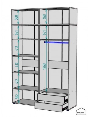 Шкаф с антресолью Linnea MHR-4A-2 2450х1600х510 (Графит-М 11.1.25) в Ишиме - ishim.ok-mebel.com | фото 3