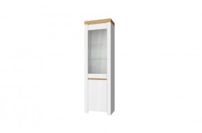 Шкаф с витриной  1V1D, TAURUS, цвет белый/дуб вотан в Ишиме - ishim.ok-mebel.com | фото 1