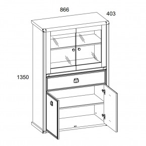 Шкаф с витриной 2V2D1SL, MAGELLAN, цвет Сосна винтаж в Ишиме - ishim.ok-mebel.com | фото 3