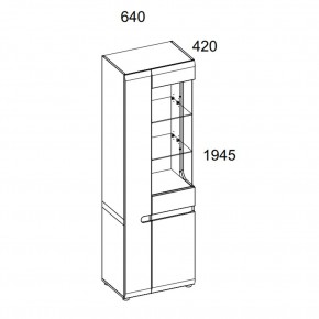 Шкаф с витриной 3D/TYP 01P, LINATE ,цвет белый/сонома трюфель в Ишиме - ishim.ok-mebel.com | фото 2