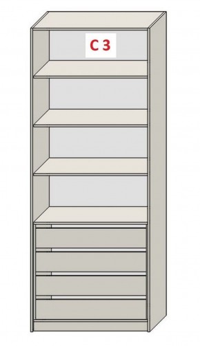Шкаф СТАНДАРТ С3 4 ящика серия "ГЕСТИЯ" (Бежевый песок/Дуб Небраска натуральный) 800*520*2300 в Ишиме - ishim.ok-mebel.com | фото 2