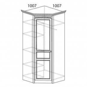 Шкаф угловой №183 "Лючия" Фасад зеркало (Угол 1007*1007) Дуб оксфорд в Ишиме - ishim.ok-mebel.com | фото 2