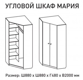 Шкаф угловой Мария 880*880 (ЛДСП 1 кат.) в Ишиме - ishim.ok-mebel.com | фото 2