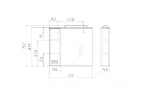 Шкаф-зеркало Cube 75 Эл. ЛЕВЫЙ Домино (DC5008HZ) в Ишиме - ishim.ok-mebel.com | фото 3