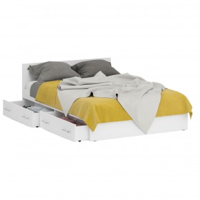 Стандарт Кровать с ящиками 1400, цвет белый, ШхГхВ 143,5х203,5х70 см., сп.м. 1400х2000 мм., без матраса, основание есть в Ишиме - ishim.ok-mebel.com | фото 3