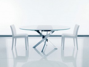 Стол BARONE (01.92) G093 хром/С150 э-бел. гл. стекло, L021алюм.вставка в Ишиме - ishim.ok-mebel.com | фото 1