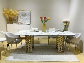 Стол CHIAVARI 220 KL-188 Контрастный мрамор матовый, итальянская керамика / Шампань, ®DISAUR в Ишиме - ishim.ok-mebel.com | фото 2