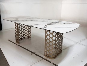 Стол CHIAVARI 220 KL-188 Контрастный мрамор матовый, итальянская керамика / Шампань, ®DISAUR в Ишиме - ishim.ok-mebel.com | фото 6
