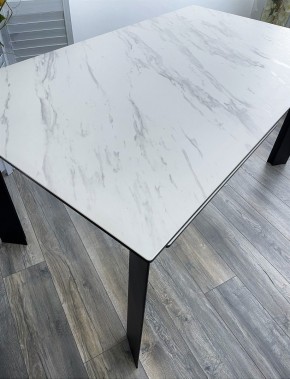 Стол CREMONA 180 KL-99 Белый мрамор матовый, итальянская керамика / черный каркас, ®DISAUR в Ишиме - ishim.ok-mebel.com | фото 2