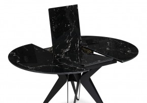 Стол стеклянный Рикла 110(150)х110х76 черный мрамор / черный в Ишиме - ishim.ok-mebel.com | фото 4