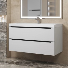 Тумба под раковину Uperwood Tanos 100 см, подвесная, белая/графит в Ишиме - ishim.ok-mebel.com | фото