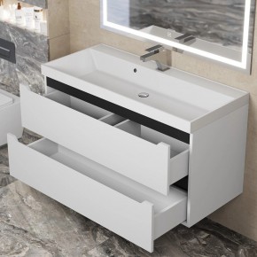 Тумба под раковину Uperwood Tanos 100 см, подвесная, белая/графит в Ишиме - ishim.ok-mebel.com | фото 9