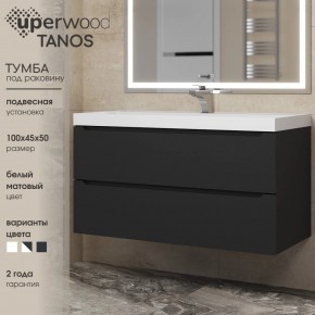Тумба под раковину Uperwood Tanos 100 см, подвесная, черная матовая в Ишиме - ishim.ok-mebel.com | фото 3