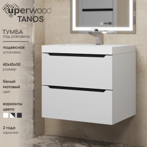 Тумба под раковину Uperwood Tanos 60 см, подвесная, белая/графит в Ишиме - ishim.ok-mebel.com | фото 3