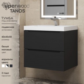 Тумба под раковину Uperwood Tanos 60 см, подвесная, черная матовая в Ишиме - ishim.ok-mebel.com | фото 3