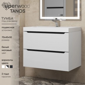 Тумба под раковину Uperwood Tanos 70 см, подвесная, белая/графит в Ишиме - ishim.ok-mebel.com | фото 3