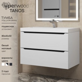 Тумба под раковину Uperwood Tanos 80 см, подвесная, белая/графит в Ишиме - ishim.ok-mebel.com | фото 3