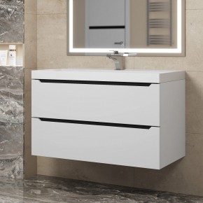 Тумба под раковину Uperwood Tanos 90 см, подвесная, белая/графит в Ишиме - ishim.ok-mebel.com | фото