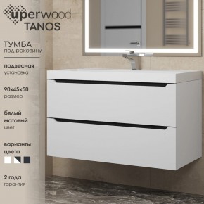 Тумба под раковину Uperwood Tanos 90 см, подвесная, белая/графит в Ишиме - ishim.ok-mebel.com | фото 3