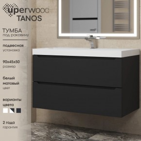 Тумба под раковину Uperwood Tanos 90 см, подвесная, черная матовая в Ишиме - ishim.ok-mebel.com | фото 3