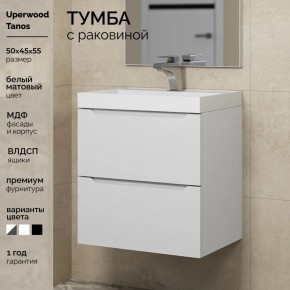 Тумба с раковиной Uperwood Tanos 50 см, подвесная, белая матовая в Ишиме - ishim.ok-mebel.com | фото 5